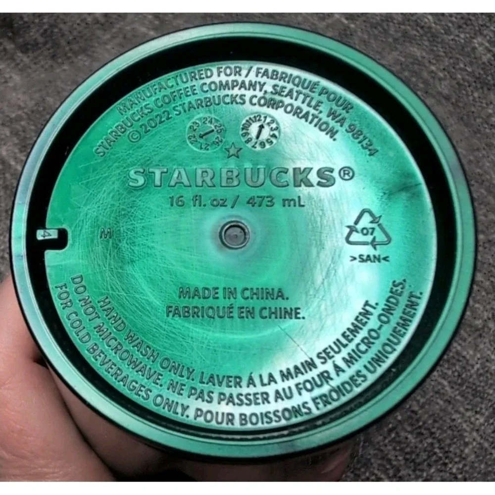 Starbucks Emerald Green Marble Swirl 16oz Grande Cold Cup Used No Straw